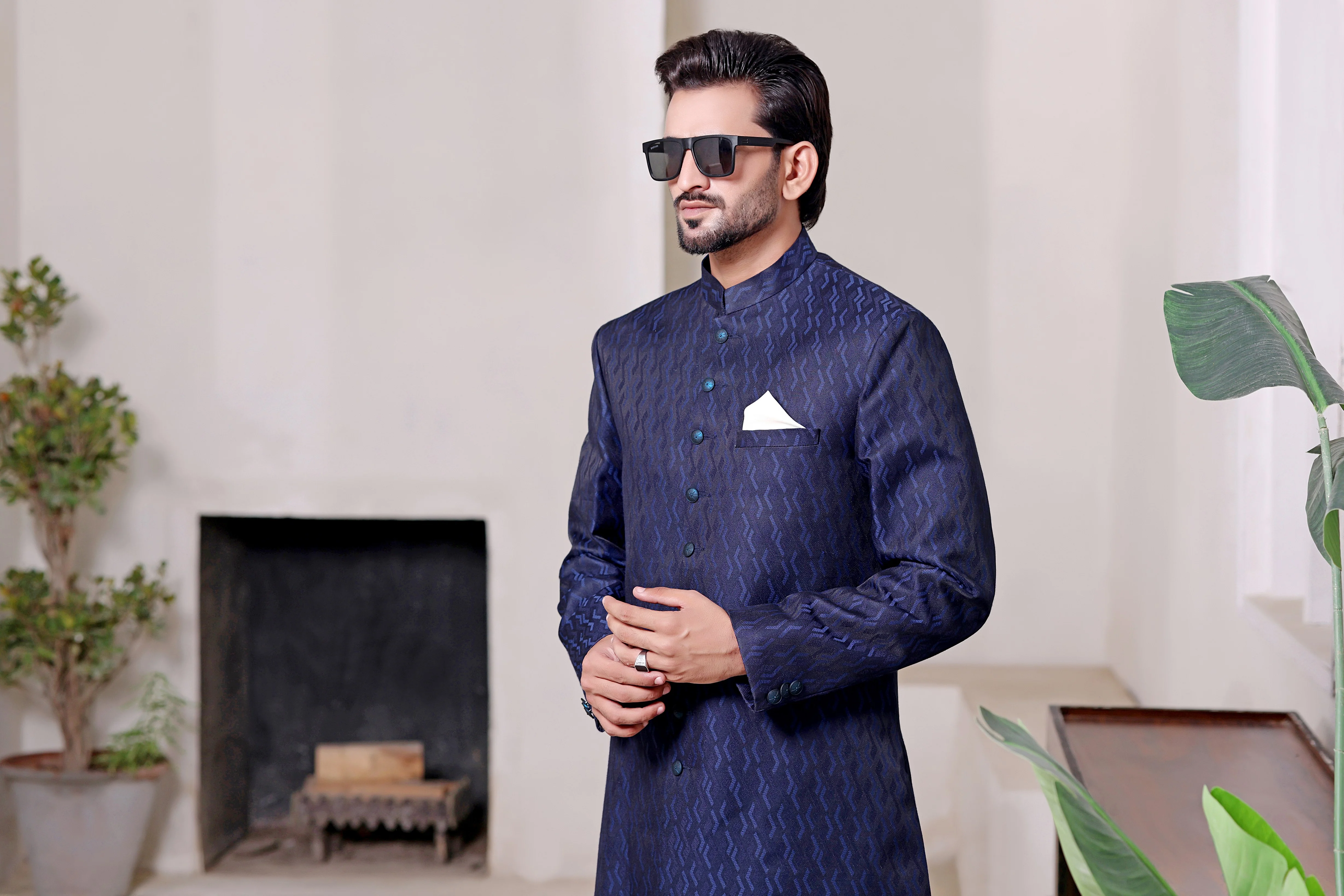 Prussian Blue Sherwani - Image 3