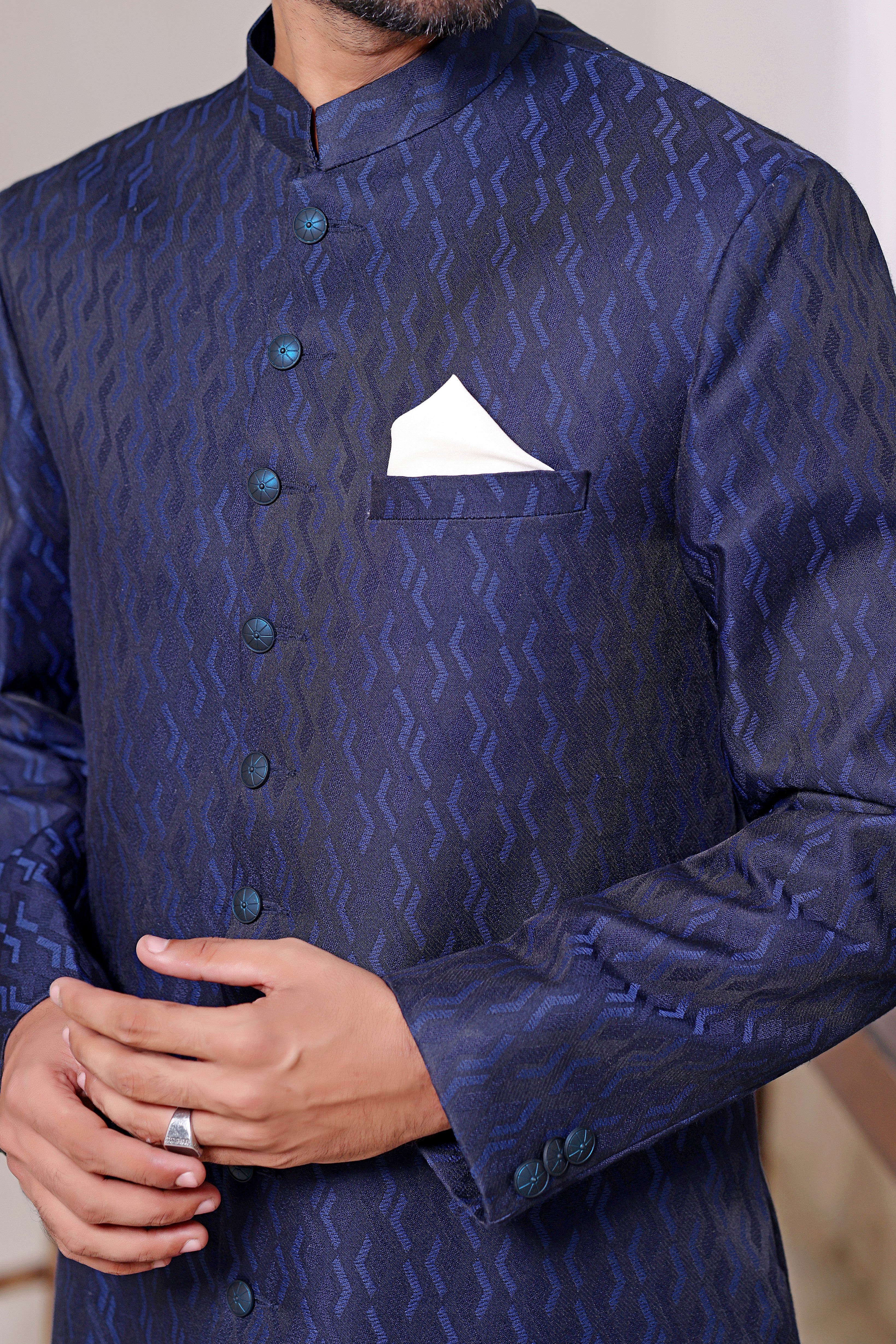 Prussian Blue Sherwani - Image 4